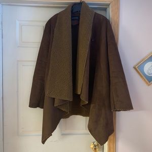 London fog shawl waterfall neckline sweater jacket